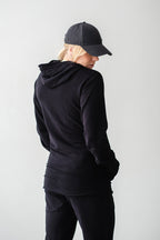 zip-up hoodie in black, women's