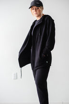 zip-up hoodie in black, women's