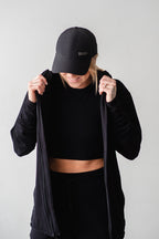 zip-up hoodie in black, women's
