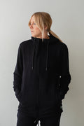zip-up hoodie in black, women's
