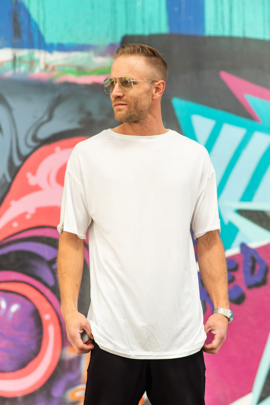 relax fit tee in white, men's