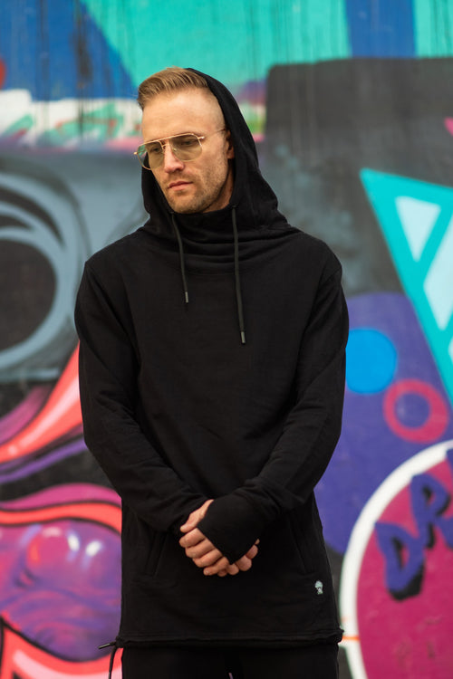 pullover hoodie in black, men's